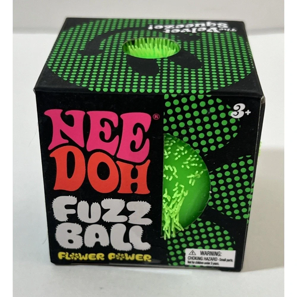NeeDoh Fuzz Ball Flower Power! by Schylling - Brand New Factory Sealed Green